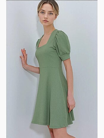 Mini abito in maglia con scollo quadrato in palissandro bdart
