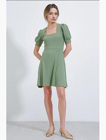Mini abito in maglia con scollo quadrato in palissandro bdart