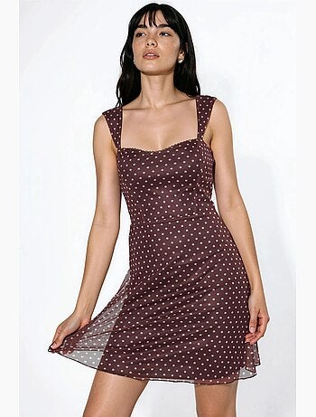 Mini abito in tulle a pois con colletto a cuore hiccup