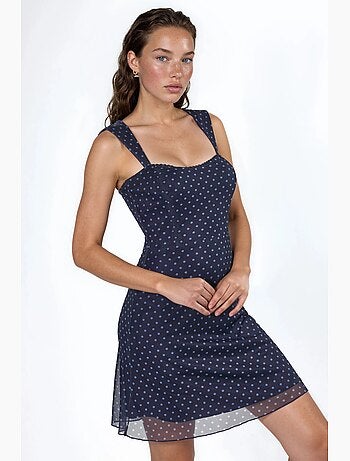 Mini abito in tulle a pois con colletto a cuore hiccup