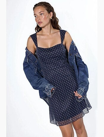 Mini abito in tulle a pois con colletto a cuore hiccup