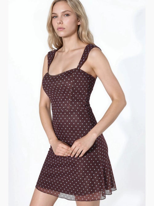 Mini abito in tulle a pois con colletto a cuore hiccup - Kiabi Mini abito in tulle a pois con colletto a cuore hiccup - Kiabi