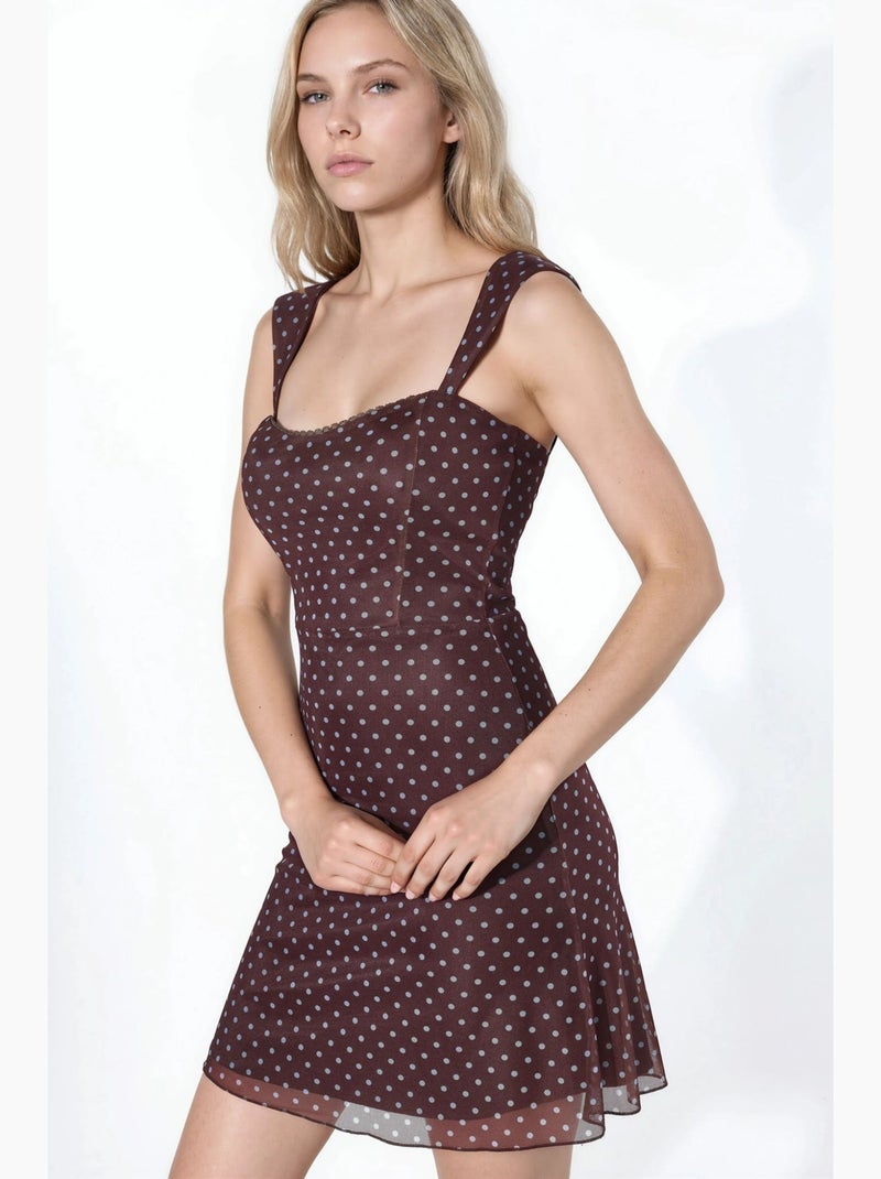 Mini abito in tulle a pois con colletto a cuore hiccup Rosso bordeaux - Kiabi