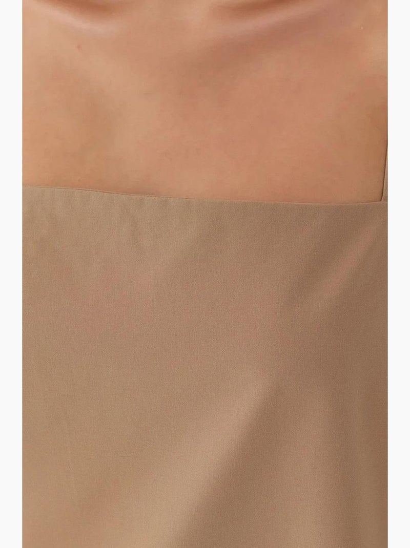 Mini abito relaxed con scollo quadrato e tasche hiccup Beige - Kiabi
