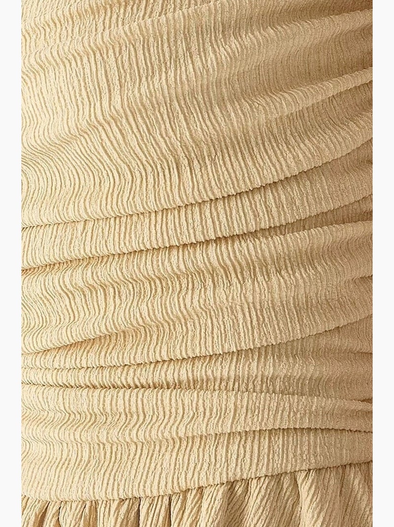 Mini abito senza spalline con texture e volant hiccup Giallo limone - Kiabi