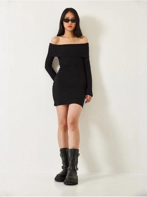 Mini abito slim fit con spalle scoperte lucci - Kiabi Mini abito slim fit con spalle scoperte lucci - Kiabi