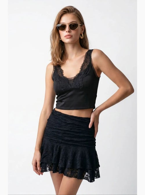 Mini gonna skater in pizzo a vita alta mixray - Kiabi Mini gonna skater in pizzo a vita alta mixray - Kiabi