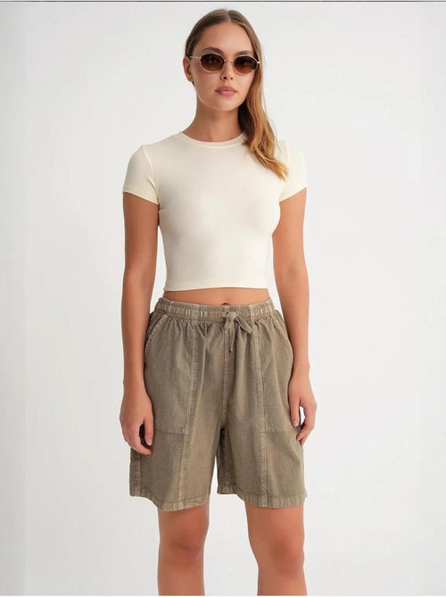 Mini shorts in cotone a vita alta con coulisse mixray - Kiabi