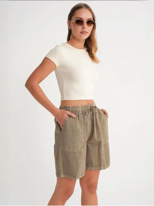 Mini shorts in cotone a vita alta con coulisse mixray - Kiabi