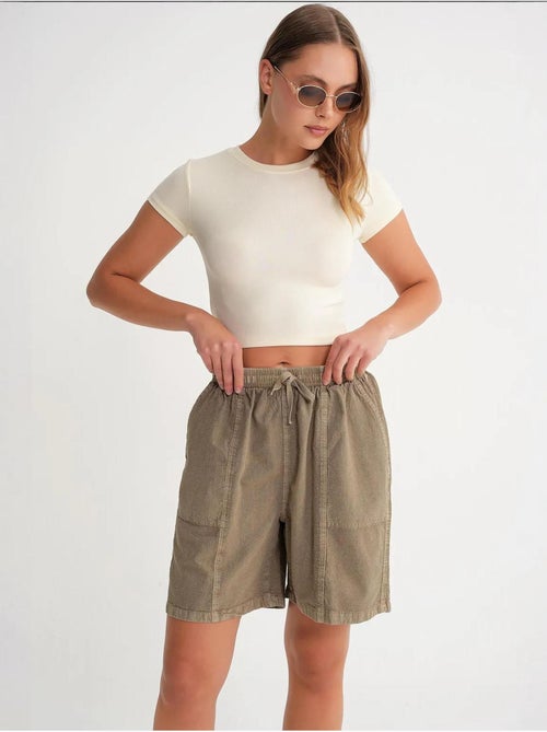 Mini shorts in cotone a vita alta con coulisse mixray - Kiabi