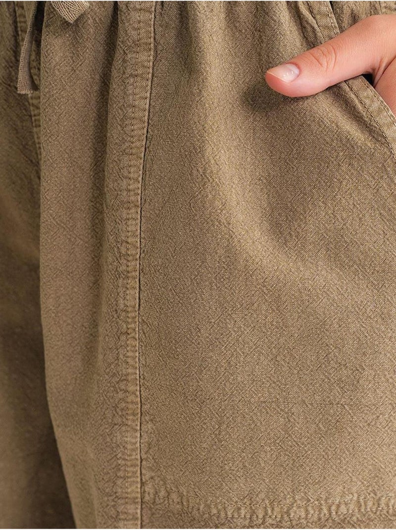 Mini shorts in cotone a vita alta con coulisse mixray Beige argilla - Kiabi