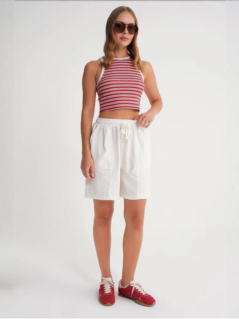 Mini shorts in cotone a vita alta con coulisse mixray Bianco - Kiabi