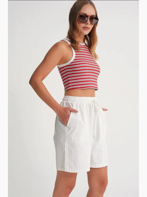 Mini shorts in cotone a vita alta con coulisse mixray - Kiabi