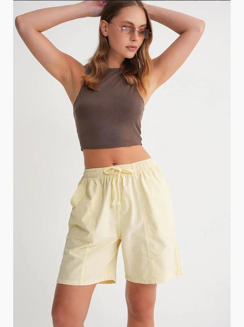 Mini shorts in cotone a vita alta con coulisse mixray - Kiabi