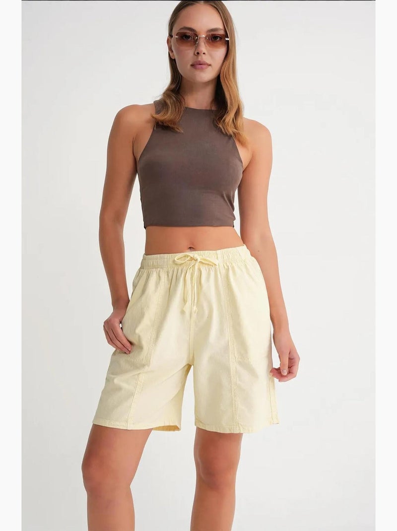 Mini shorts in cotone a vita alta con coulisse mixray Giallo limone - Kiabi