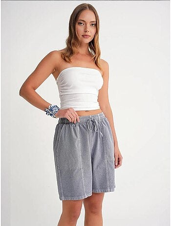 Mini shorts in cotone a vita alta con coulisse mixray