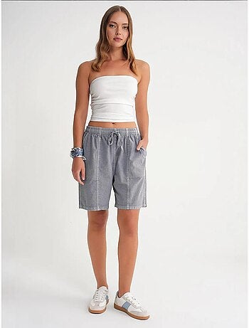 Mini shorts in cotone a vita alta con coulisse mixray