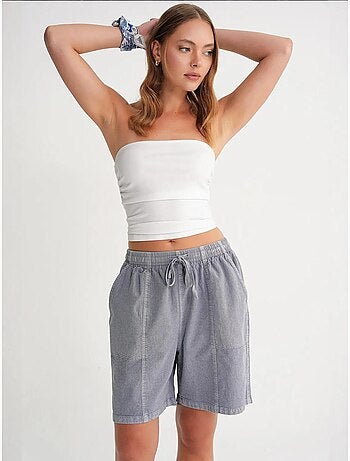 Mini shorts in cotone a vita alta con coulisse mixray