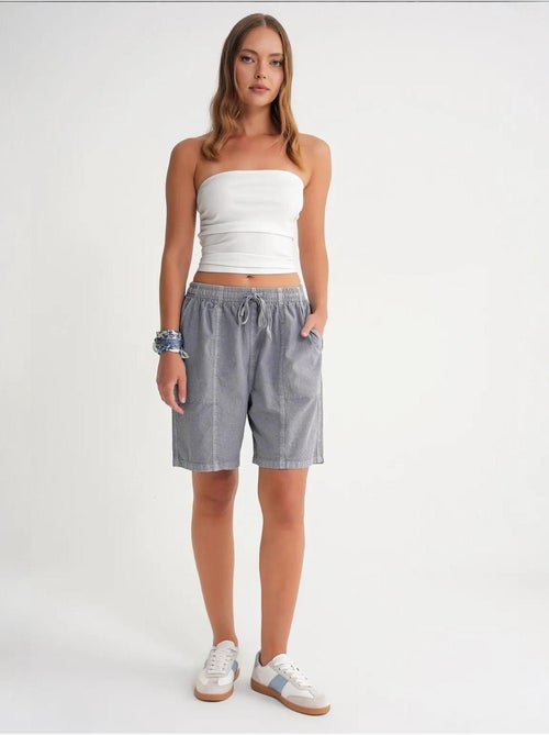 Mini shorts in cotone a vita alta con coulisse mixray - Kiabi