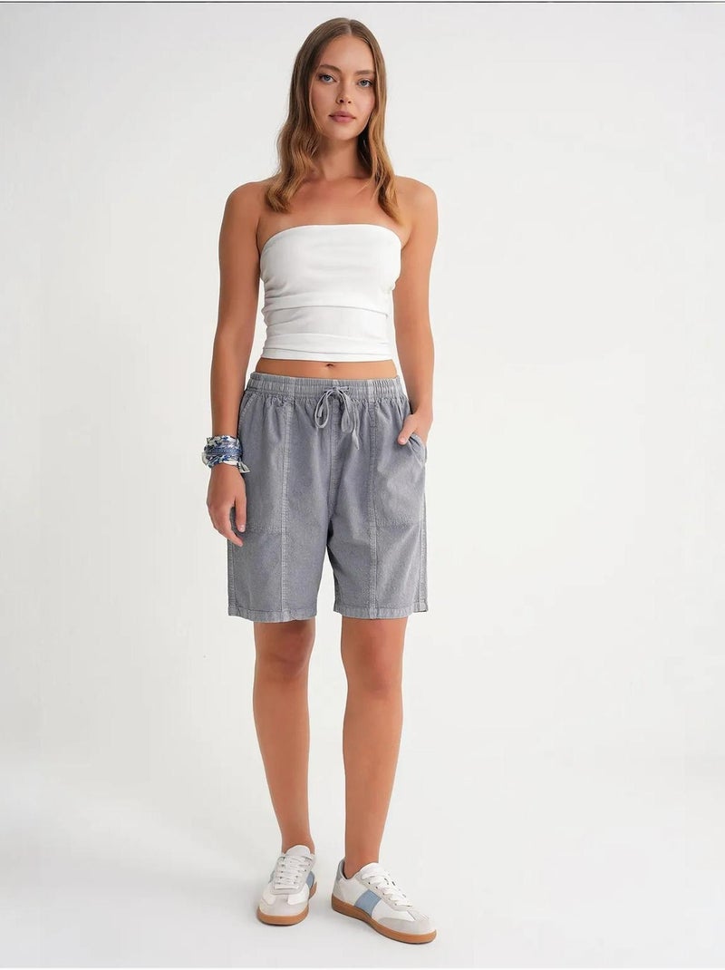 Mini shorts in cotone a vita alta con coulisse mixray Grigio medio - Kiabi