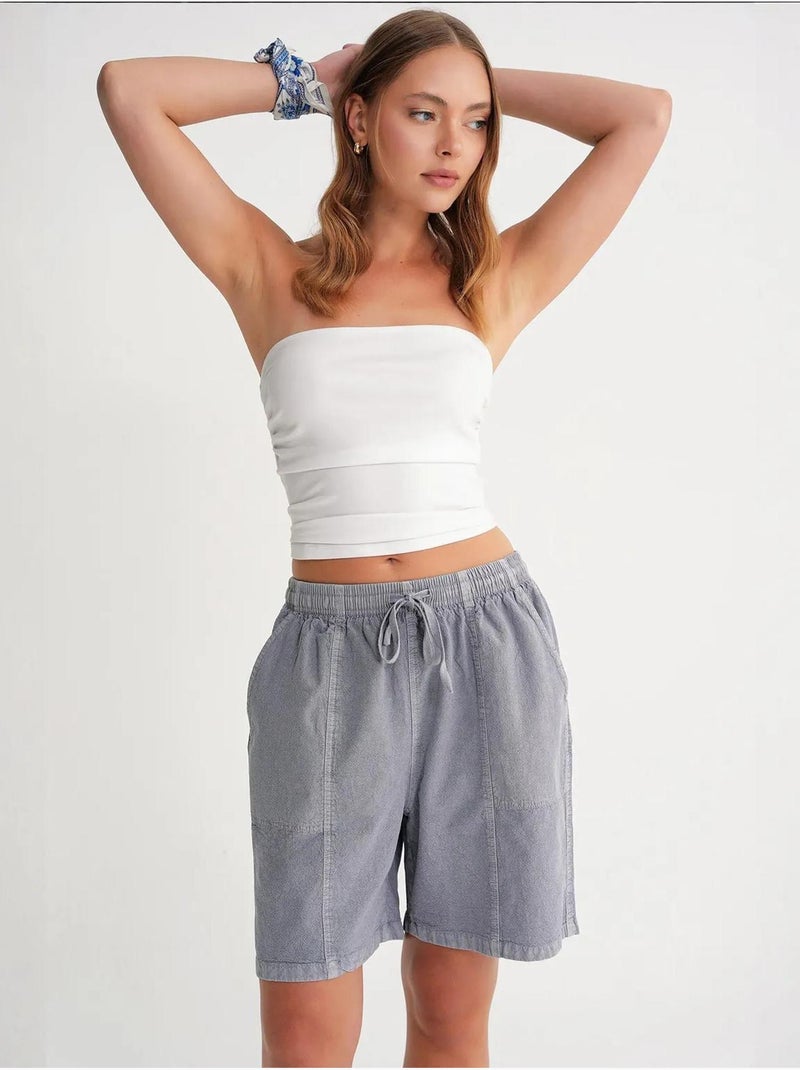 Mini shorts in cotone a vita alta con coulisse mixray Grigio medio - Kiabi