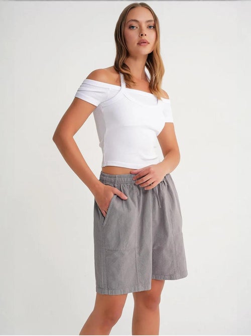 Mini shorts in cotone a vita alta con coulisse mixray - Kiabi