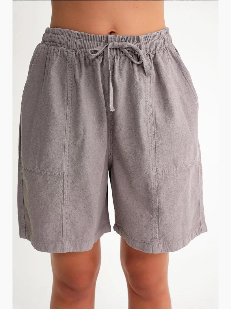Mini shorts in cotone a vita alta con coulisse mixray Grigio medio - Kiabi
