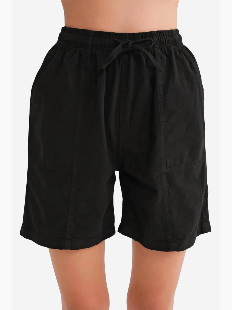 Mini shorts in cotone a vita alta con coulisse mixray Nero - Kiabi