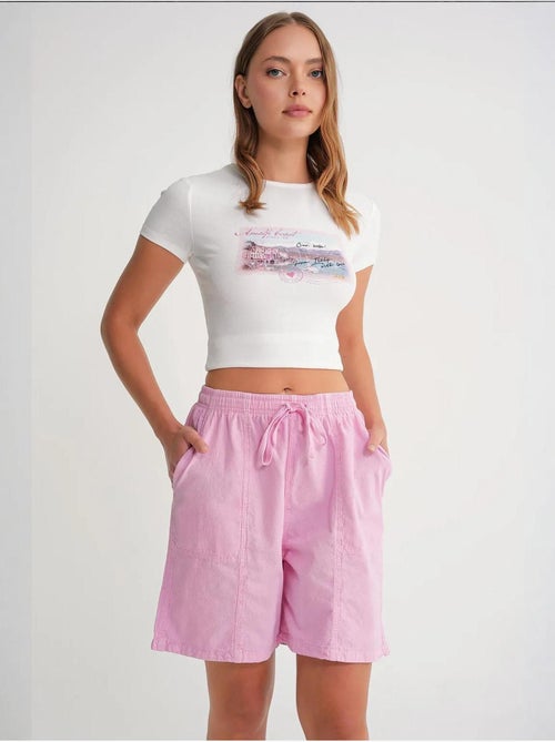 Mini shorts in cotone a vita alta con coulisse mixray - Kiabi