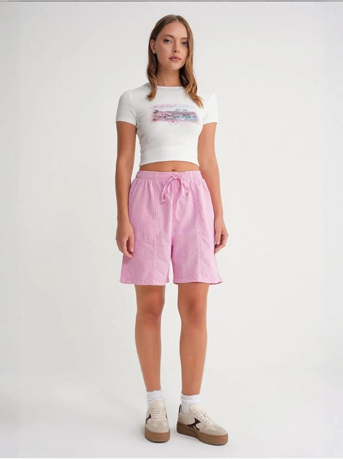 Mini shorts in cotone a vita alta con coulisse mixray - Kiabi