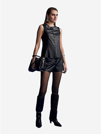 Mini shorts in ecopelle a vita media dilvin