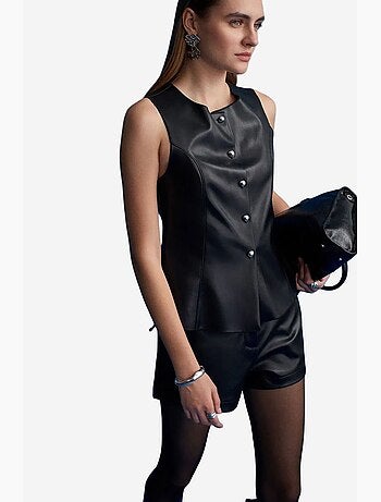 Mini shorts in ecopelle a vita media dilvin