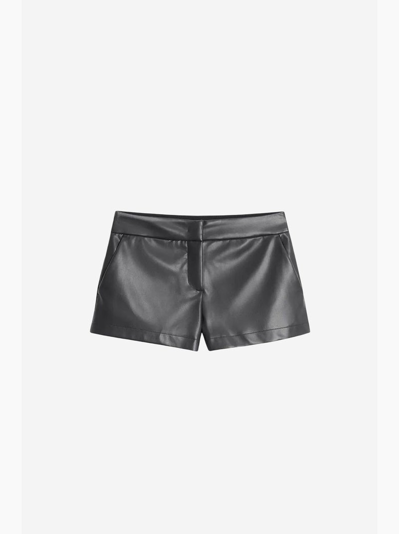 Mini shorts in ecopelle a vita media dilvin Nero - Kiabi