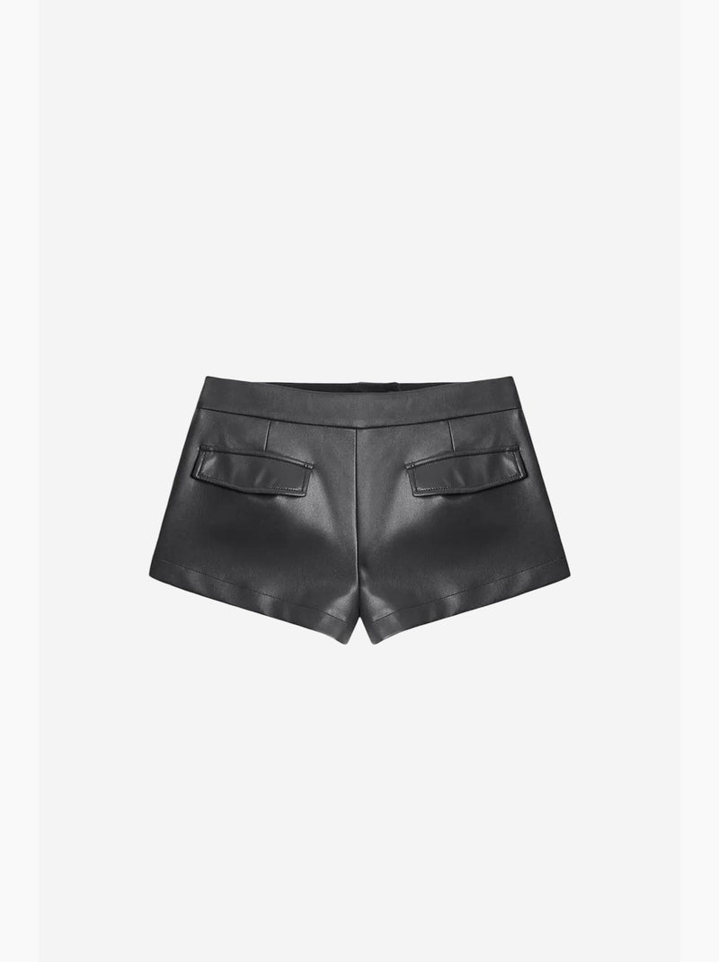 Mini shorts in ecopelle a vita media dilvin Nero - Kiabi