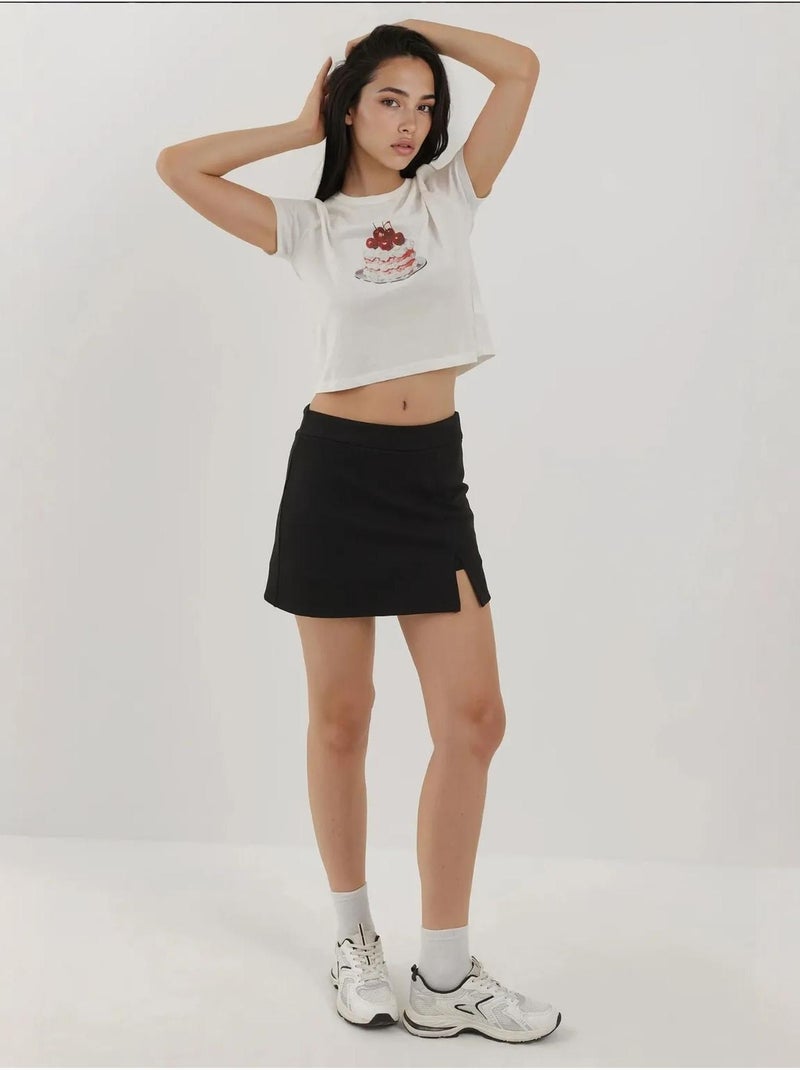 Mini skort testurizzati con vita elasticizzata hiccup Nero - Kiabi