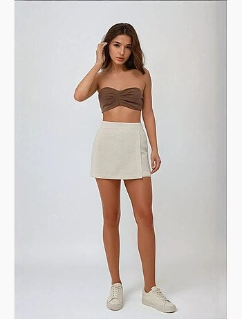 Mini skorts testurizzati effetto lino hiccup