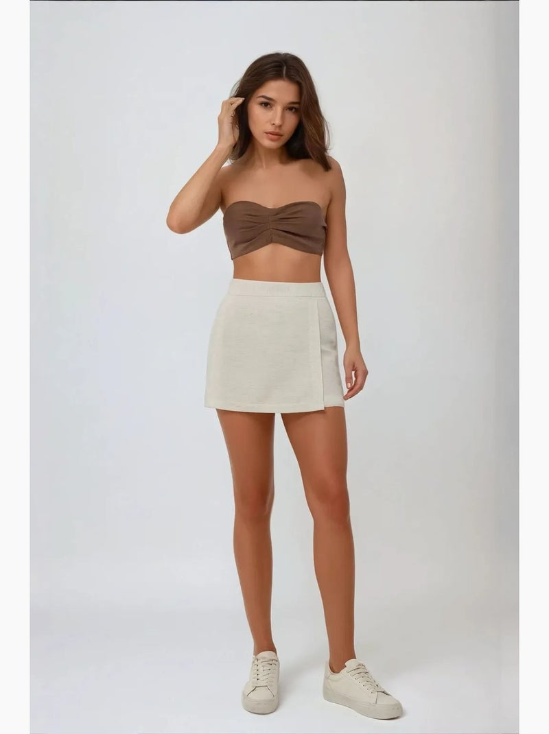 Mini skorts testurizzati effetto lino hiccup Beige - Kiabi
