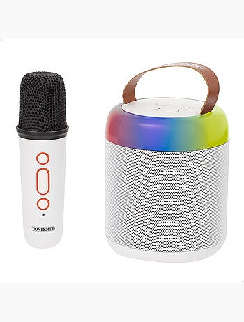 Mini speaker wireless 80w bianco con microfono e luci bontempi