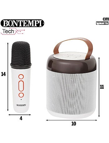 Mini speaker wireless 80w bianco con microfono e luci bontempi