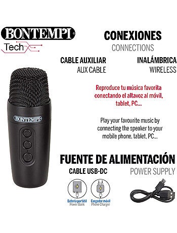Mini speaker wireless con microfono e luci rgb bontempi