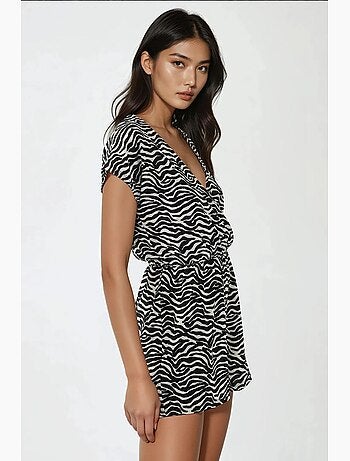 Mini tuta stampata con scollo a v e gambe corte della collezione busem hiccup