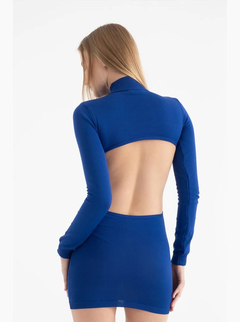 Miniabito a maniche lunghe con scollo a giro e schiena scoperta hiccup Blu - Kiabi