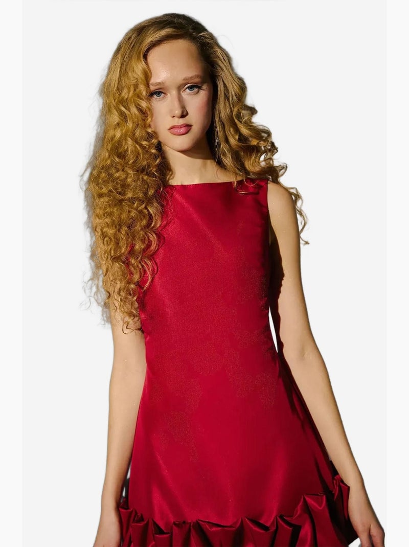 Miniabito aderente con schiena scoperta e orlo a palloncino hiccup Rosso - Kiabi