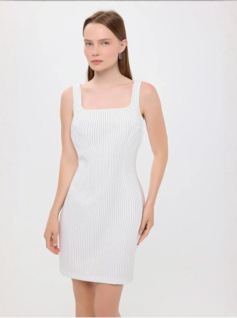 Miniabito senza maniche a righe con scollo quadrato Bianco - Kiabi