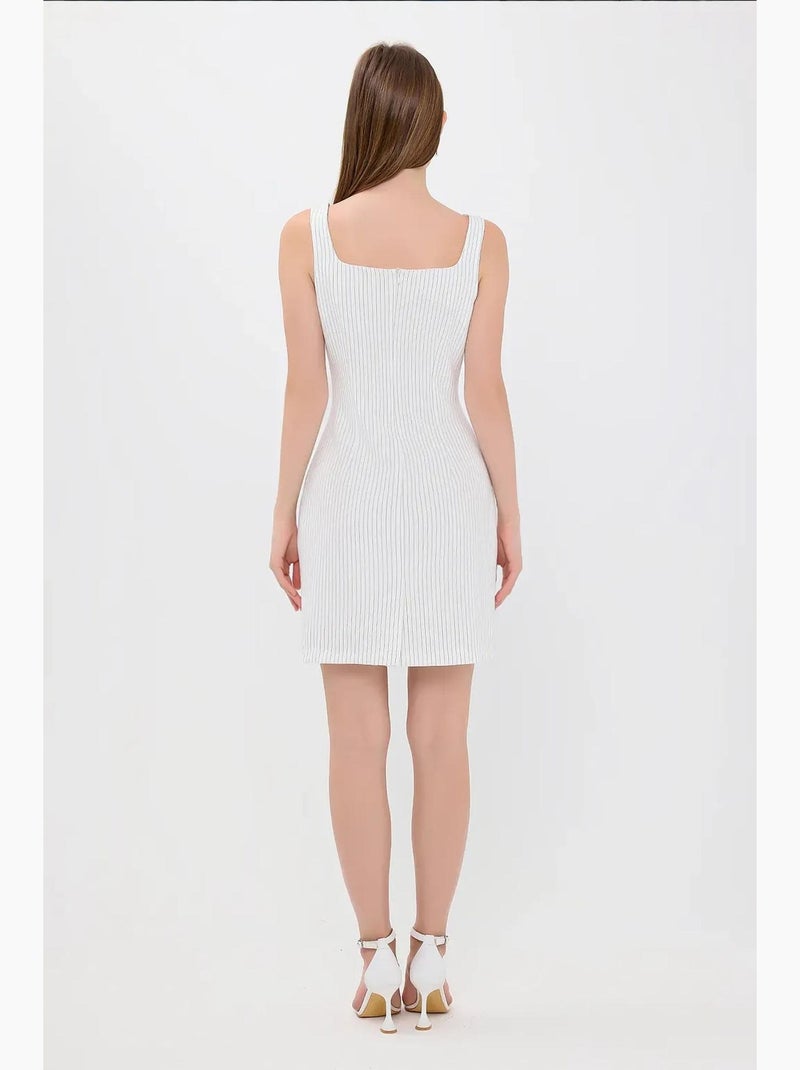 Miniabito senza maniche a righe con scollo quadrato hiccup Bianco - Kiabi