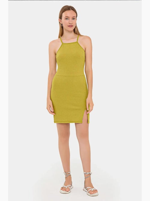 Miniabito senza maniche con scollo all'americana e spacco laterale hiccup - Kiabi