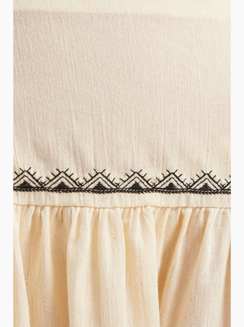 Minigonna a balze con vita alta ricamata hiccup Beige naturale - Kiabi