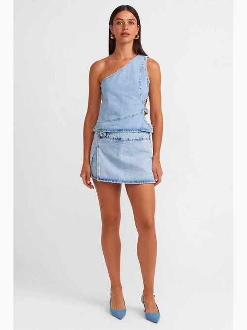 Minigonna a trapezio in denim di cotone dilvin - Kiabi Minigonna a trapezio in denim di cotone dilvin - Kiabi