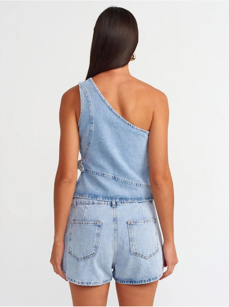 Minigonna a trapezio in denim di cotone dilvin Blu chiaro - Kiabi