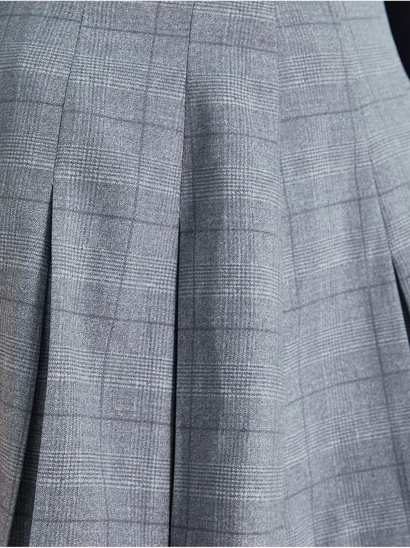 Minigonna a vita alta a quadri con zip mixray Grigio - Kiabi